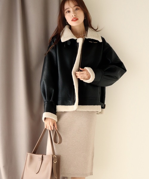 フェイクムートンボアブルゾンフライトジャケット/B-3ムスタン