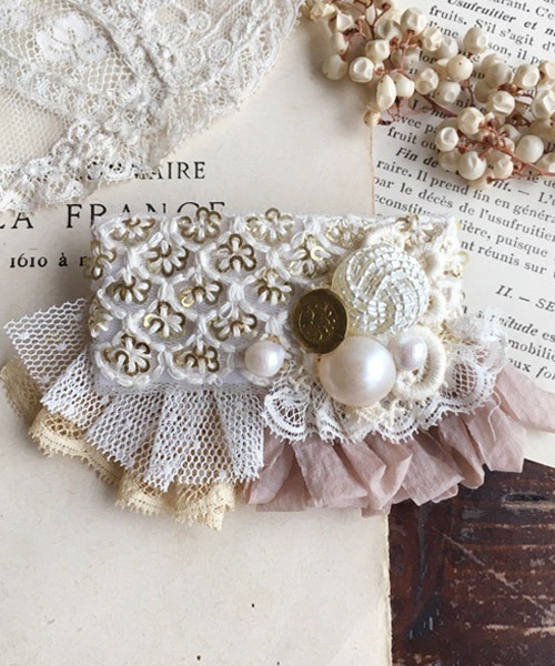Malle La Brocante マルラブロカント アンティークレース と刺繍ブレードのコラージュバレッタ バレッタ ヘアクリップ Tone トーン のファッション通販 Zozotown