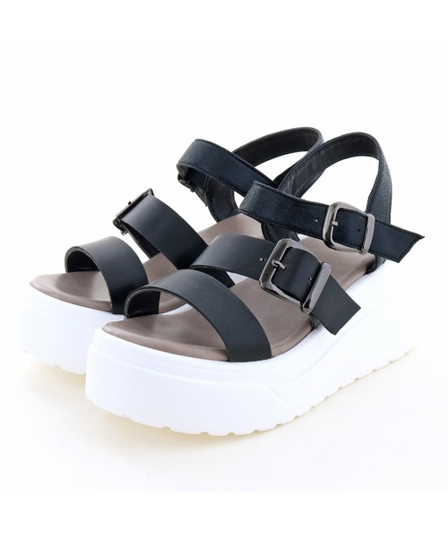 byあしながおじさん（バイアシナガオジサン）の「厚底ベルトスポーツサンダル / byあしながおじさん（サンダル・レディース・ブラック/マルチ/グレー/ブロンズ・M/S/LL/L）」の14枚目の写真