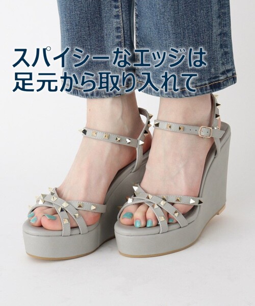 ESPERANZA（エスペランサ）の「◆ストラップスタッズ厚底ウエッジサンダル（サンダル・レディース・ブラック/ブルー/アイボリー/ピンク系/ベージュ・LL/S/M/L）」の13枚目の写真