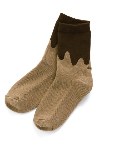 apres les cours（アプレレクール）の「チョコ柄 ソックス（ソックス/靴下・キッズ・ブラウン/ミント/アイボリー・12/15 /18/21/24）」の3枚目の写真