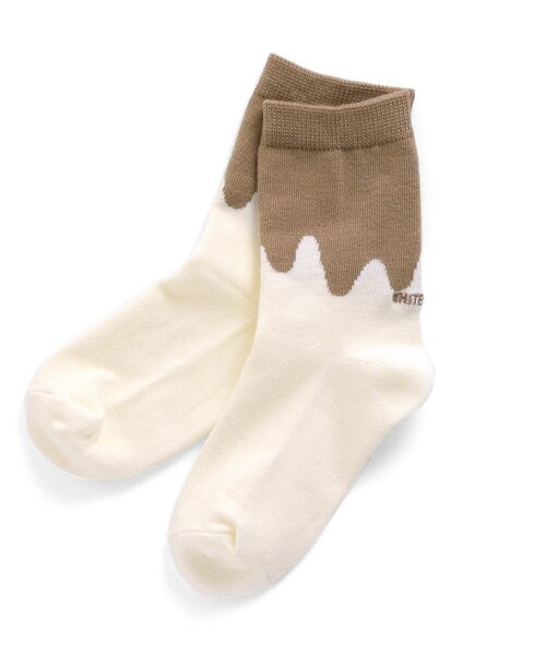 apres les cours（アプレレクール）の「チョコ柄 ソックス（ソックス/靴下・キッズ・ブラウン/ミント/アイボリー・12/15 /18/21/24）」の2枚目の写真