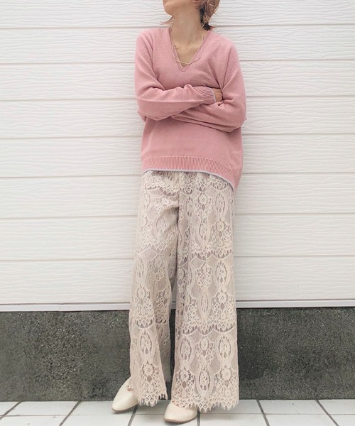 Verybrain パンツ Verybrain（ベリーブレイン）の「レースコンビワイド