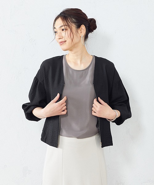 COMME CA ISM（コムサイズム）の「ワッシャーブルゾン（ブルゾン・レディース・チャコール/ベージュ/カーキ/ブラック・MEDIUM/LARGE）」の2枚目の写真