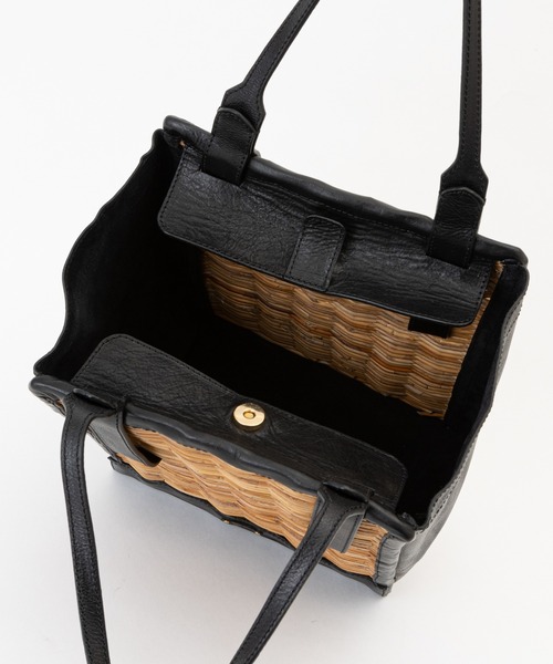 Flea Store Vegetal(フリーストアベジタル)の「【Flea Store Vegetal】レザーコンビかごバッグ/TALL(かごバッグ・レディース・ブラック・FREE)」の8枚目の写真