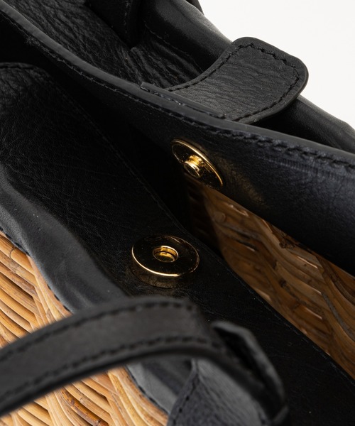 Flea Store Vegetal(フリーストアベジタル)の「【Flea Store Vegetal】レザーコンビかごバッグ/TALL(かごバッグ・レディース・ブラック・FREE)」の4枚目の写真