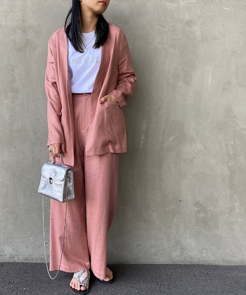 JEANS FACTORY Clothes（ジーンズファクトリークローズ）の「[Jeans Factory Clothes/ジーンズファクトリークローズ] リネンタックワイドパンツ（その他パンツ・レディース・ベージュ/ピンク/グレー・F）」の6枚目の写真