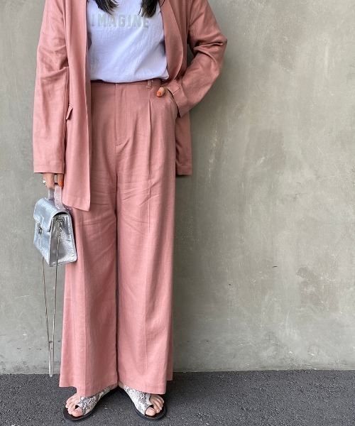 JEANS FACTORY Clothes（ジーンズファクトリークローズ）の「[Jeans Factory Clothes/ジーンズファクトリークローズ] リネンタックワイドパンツ（その他パンツ・レディース・ベージュ/ピンク/グレー・F）」の21枚目の写真