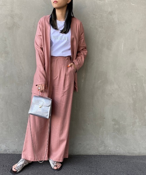 JEANS FACTORY Clothes（ジーンズファクトリークローズ）の「[Jeans Factory Clothes/ジーンズファクトリークローズ] リネンタックワイドパンツ（その他パンツ・レディース・ベージュ/ピンク/グレー・F）」の22枚目の写真