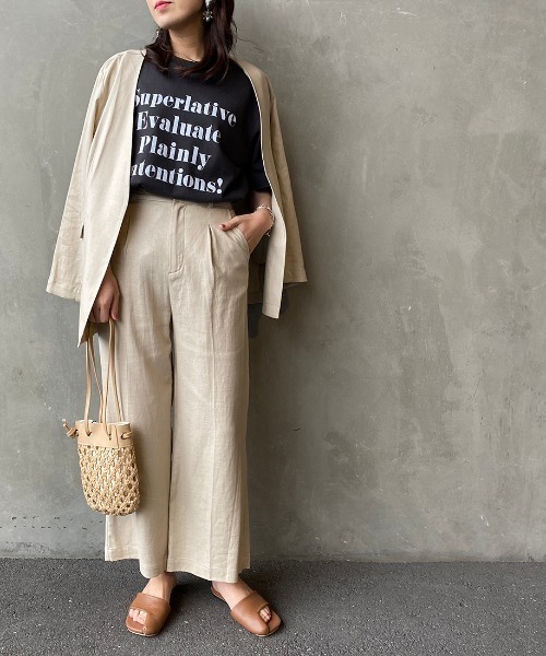JEANS FACTORY Clothes（ジーンズファクトリークローズ）の「[Jeans Factory Clothes/ジーンズファクトリークローズ] リネンタックワイドパンツ（その他パンツ・レディース・ベージュ/ピンク/グレー・F）」の8枚目の写真