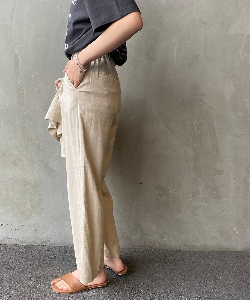 JEANS FACTORY Clothes（ジーンズファクトリークローズ）の「[Jeans Factory Clothes/ジーンズファクトリークローズ] リネンタックワイドパンツ（その他パンツ・レディース・ベージュ/ピンク/グレー・F）」の9枚目の写真
