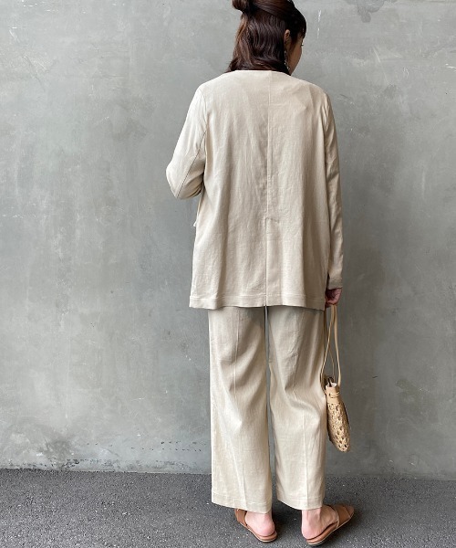 JEANS FACTORY Clothes（ジーンズファクトリークローズ）の「[Jeans Factory Clothes/ジーンズファクトリークローズ] リネンタックワイドパンツ（その他パンツ・レディース・ベージュ/ピンク/グレー・F）」の11枚目の写真