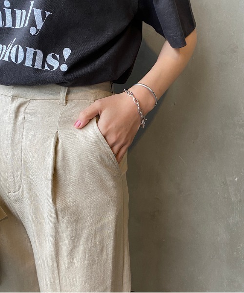 JEANS FACTORY Clothes（ジーンズファクトリークローズ）の「[Jeans Factory Clothes/ジーンズファクトリークローズ] リネンタックワイドパンツ（その他パンツ・レディース・ベージュ/ピンク/グレー・F）」の12枚目の写真
