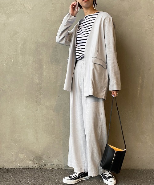JEANS FACTORY Clothes（ジーンズファクトリークローズ）の「[Jeans Factory Clothes/ジーンズファクトリークローズ] リネンタックワイドパンツ（その他パンツ・レディース・ベージュ/ピンク/グレー・F）」の15枚目の写真