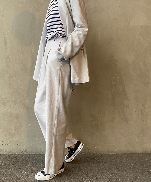 JEANS FACTORY Clothes（ジーンズファクトリークローズ）の「[Jeans Factory Clothes/ジーンズファクトリークローズ] リネンタックワイドパンツ（その他パンツ・レディース・ベージュ/ピンク/グレー・F）」の16枚目の写真