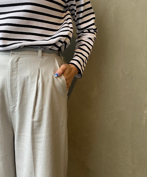 JEANS FACTORY Clothes（ジーンズファクトリークローズ）の「[Jeans Factory Clothes/ジーンズファクトリークローズ] リネンタックワイドパンツ（その他パンツ・レディース・ベージュ/ピンク/グレー・F）」の19枚目の写真