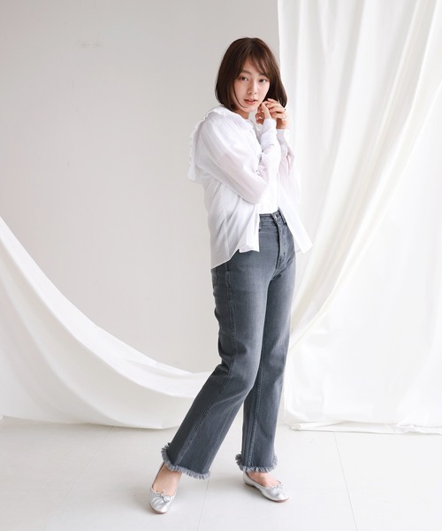 SLOBE citron.（スローブシトロン）の「SLOBE citron.セーラーフリルブラウス【手洗い可能】◆（シャツ/ブラウス・レディース・ホワイト/サックスブルー・FREE）」の7枚目の写真