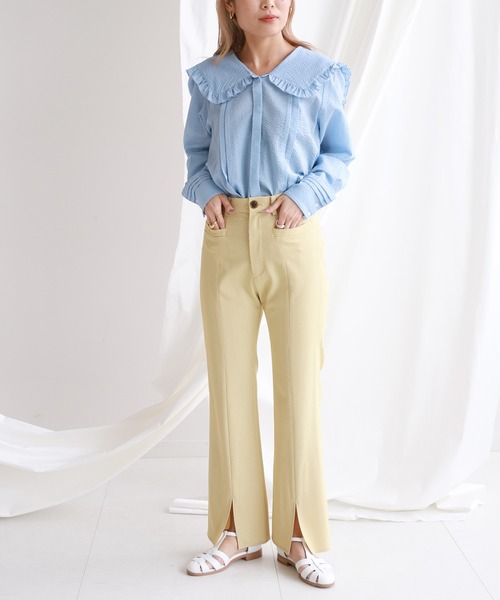 SLOBE citron.（スローブシトロン）の「SLOBE citron.セーラーフリルブラウス【手洗い可能】◆（シャツ/ブラウス・レディース・ホワイト/サックスブルー・FREE）」の15枚目の写真