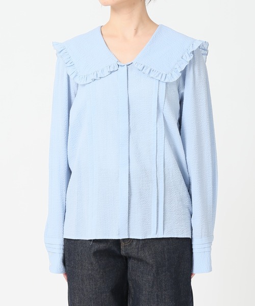 SLOBE citron.（スローブシトロン）の「SLOBE citron.セーラーフリルブラウス【手洗い可能】◆（シャツ/ブラウス・レディース・ホワイト/サックスブルー・FREE）」の11枚目の写真