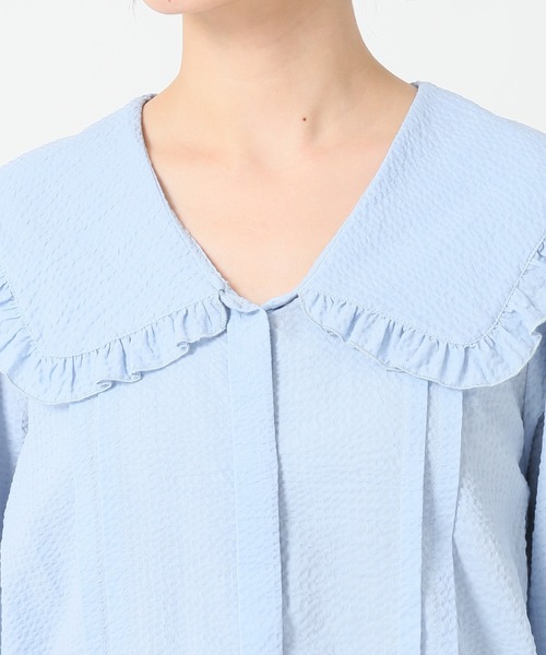 SLOBE citron.（スローブシトロン）の「SLOBE citron.セーラーフリルブラウス【手洗い可能】◆（シャツ/ブラウス・レディース・ホワイト/サックスブルー・FREE）」の3枚目の写真
