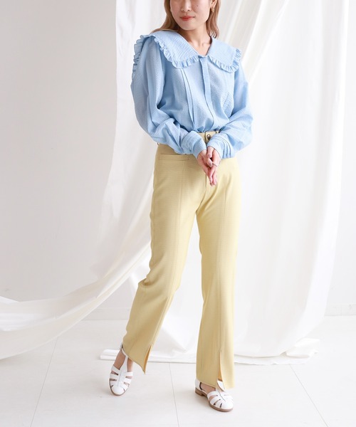 SLOBE citron.（スローブシトロン）の「SLOBE citron.セーラーフリルブラウス【手洗い可能】◆（シャツ/ブラウス・レディース・ホワイト/サックスブルー・FREE）」の9枚目の写真