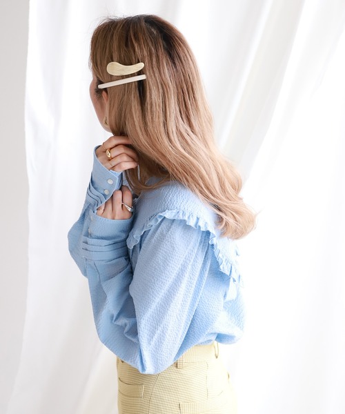 SLOBE citron.（スローブシトロン）の「SLOBE citron.セーラーフリルブラウス【手洗い可能】◆（シャツ/ブラウス・レディース・ホワイト/サックスブルー・FREE）」の10枚目の写真