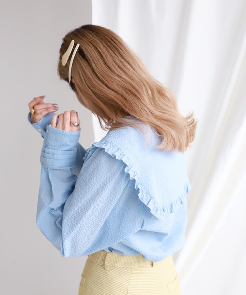 SLOBE citron.（スローブシトロン）の「SLOBE citron.セーラーフリルブラウス【手洗い可能】◆（シャツ/ブラウス・レディース・ホワイト/サックスブルー・FREE）」の18枚目の写真