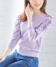 tocco closet | ３Dフラワーモチーフ付きニットプルオーバー(ニット/セーター)