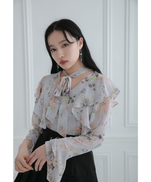 ANDGEEBEE（アンジービー）の「フラワーブラウス（シャツ/ブラウス・レディース・ラベンダー/ブルー・MEDIUM）」の5枚目の写真