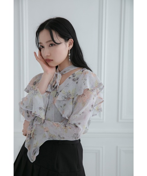 ANDGEEBEE（アンジービー）の「フラワーブラウス（シャツ/ブラウス・レディース・ラベンダー/ブルー・MEDIUM）」の9枚目の写真