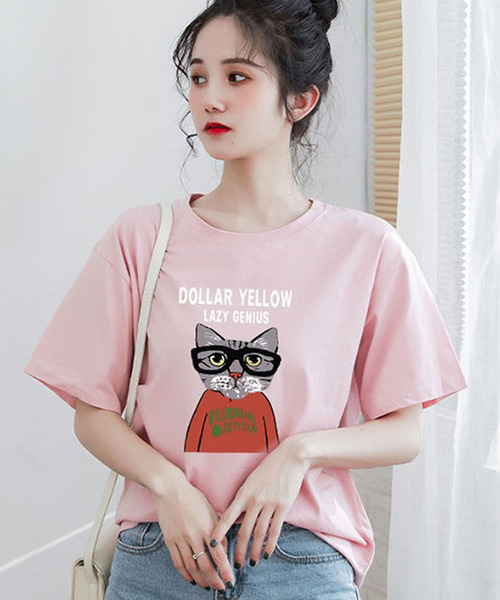 最安値 眼鏡ネコちゃんイラストｔシャツ 公式 Www Siddhivrc Com