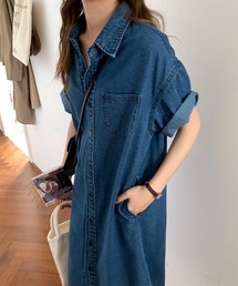 emi+ | オーバーサイズ デニムシャツワンピース(シャツワンピース)