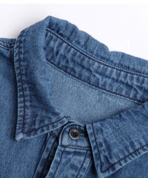 emi+（エミプラス）の「オーバーサイズ デニムシャツワンピース（シャツワンピース・レディース・ブルー/ブラック・L/M）」の5枚目の写真