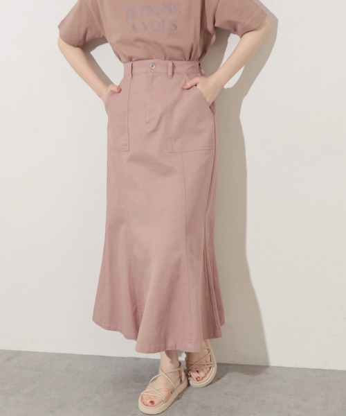 natural couture(ナチュラルクチュール)の「カーゴポケットマーメイドスカート(スカート・レディース・ピンク/カーキ/ライトベージュ・FREE)」の7枚目の写真