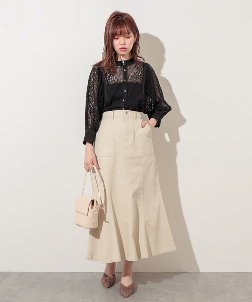 natural couture(ナチュラルクチュール)の「カーゴポケットマーメイドスカート(スカート・レディース・ピンク/カーキ/ライトベージュ・FREE)」の4枚目の写真