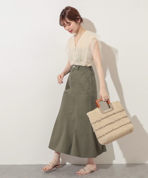 natural couture(ナチュラルクチュール)の「カーゴポケットマーメイドスカート(スカート・レディース・ピンク/カーキ/ライトベージュ・FREE)」の13枚目の写真
