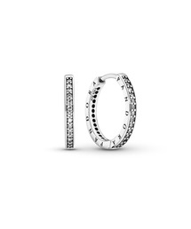 スパークル & Pandora ロゴ フープ ピアス