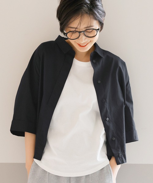 coca（coca）（コカ）の「＼＼新色登場／／リメイク風ビンテージクロップドシャツ（シャツ/ブラウス・レディース・ホワイト/ブラック/カーキ・M/L）」の3枚目の写真