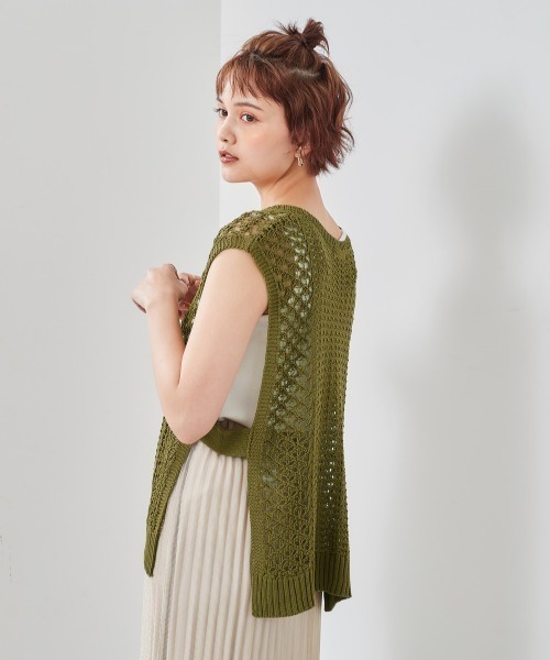 cepo（セポ）の「スカシアミ　ニットベスト（ベスト・レディース・ベージュ/グリーン/ブラック・M）」の21枚目の写真