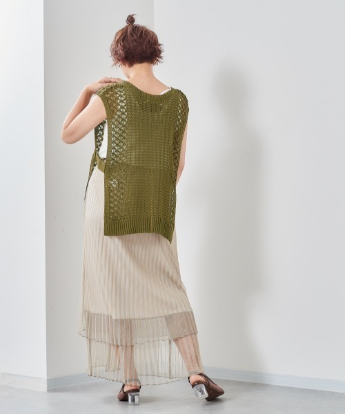 cepo（セポ）の「スカシアミ　ニットベスト（ベスト・レディース・ベージュ/グリーン/ブラック・M）」の15枚目の写真