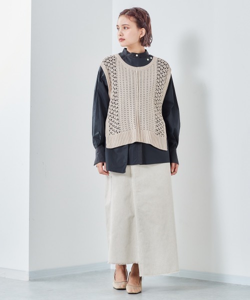 cepo（セポ）の「スカシアミ　ニットベスト（ベスト・レディース・ベージュ/グリーン/ブラック・M）」の14枚目の写真