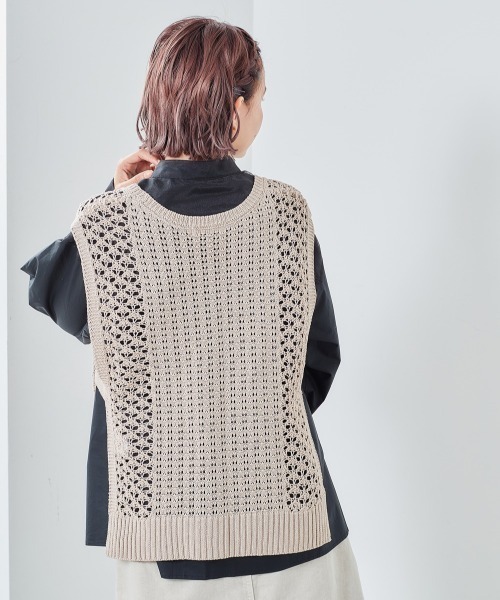 cepo（セポ）の「スカシアミ　ニットベスト（ベスト・レディース・ベージュ/グリーン/ブラック・M）」の11枚目の写真