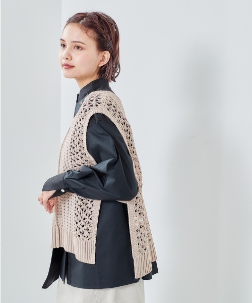 cepo（セポ）の「スカシアミ　ニットベスト（ベスト・レディース・ベージュ/グリーン/ブラック・M）」の17枚目の写真