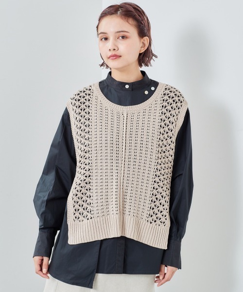 cepo（セポ）の「スカシアミ　ニットベスト（ベスト・レディース・ベージュ/グリーン/ブラック・M）」の20枚目の写真