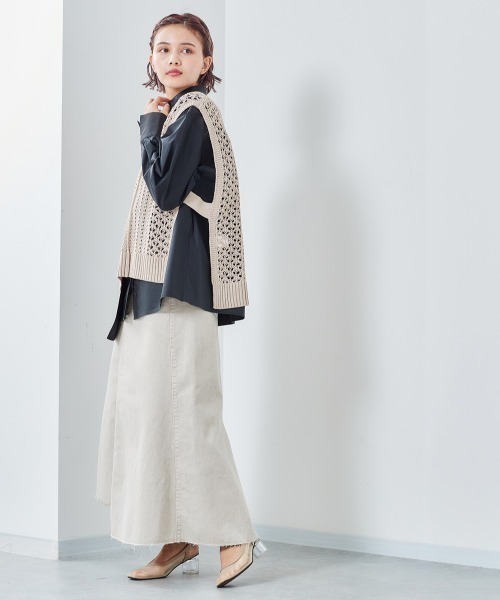 cepo（セポ）の「スカシアミ　ニットベスト（ベスト・レディース・ベージュ/グリーン/ブラック・M）」の9枚目の写真