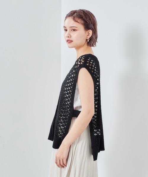 cepo（セポ）の「スカシアミ　ニットベスト（ベスト・レディース・ベージュ/グリーン/ブラック・M）」の8枚目の写真