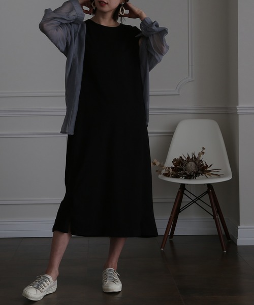 ElegChic(エレグシック)の「ベルト付きコットン ロング ワンピース(ワンピース・レディース・ブラック/ブラウン/グレイッシュベージュ・4L/XL/M)」の15枚目の写真