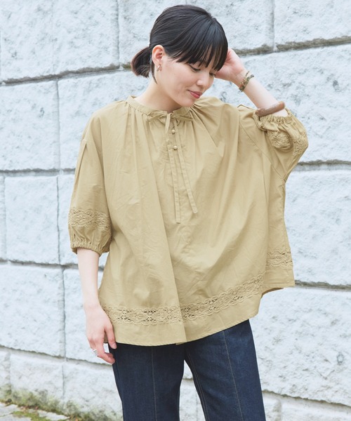mikke（ミッケ）の「ボリューム袖チャーチチュニックブラウス（シャツ/ブラウス・レディース・ブラック/ベージュ/オフホワイト・FREE）」の21枚目の写真