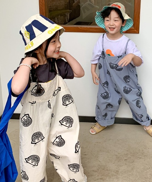 Aimoha Kids 新作 韓国子供服 かわいいufo総柄サロペット