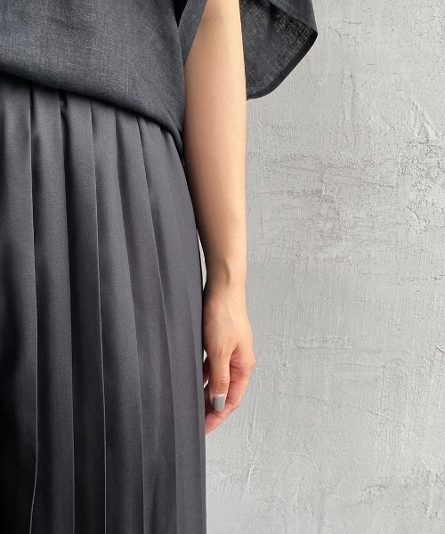 mizuiro ind/ミズイロインド] プリーツイージーワイドパンツ（その他